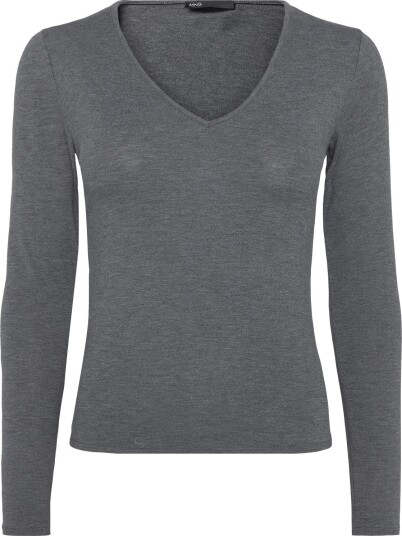 Mango Fitted V Neck T Shirt DARK GREY L