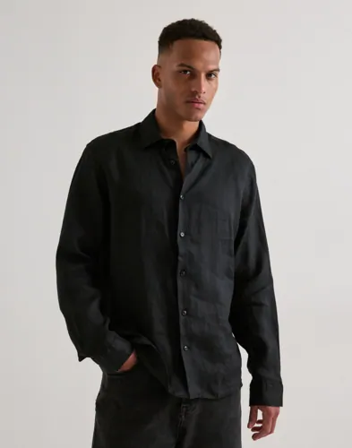Selected Men Slhregkylian Linen Ls Skjorte Linskjorter Svart