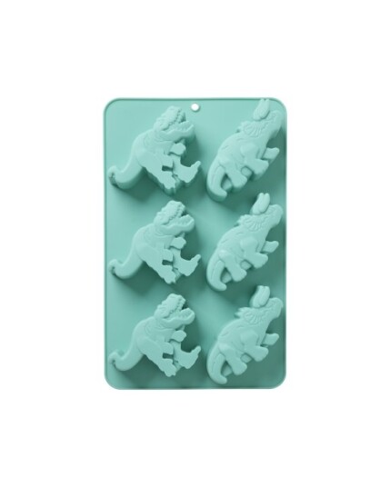 RICE Silikon bakeform med 6 dinoer   Mint   30 cm x 20 cm