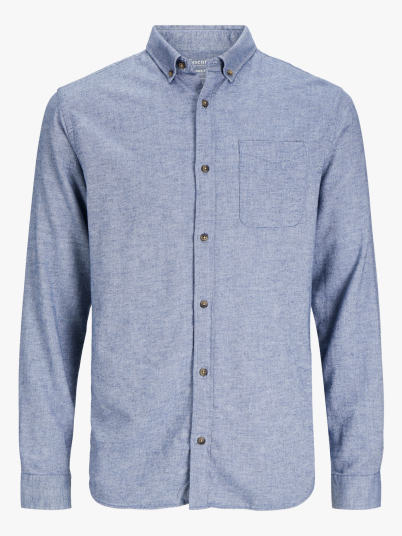 Jack and Jones Classic Melange Shirt Long Sleeve Blå S