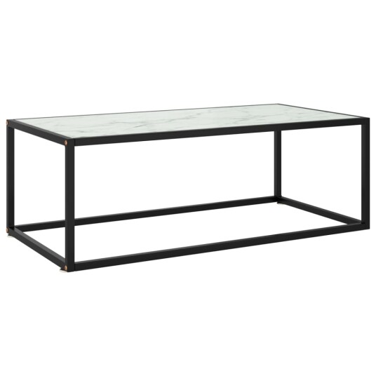 vidaXL Salongbord svart med hvitt marmorglass 100x50x35 cm