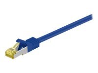 MicroConnect - Nettverkskabel - RJ-45 (hann) til RJ-45 (hann) - 25 cm - SFTP, PiMF - CAT 7 - med støvel, uten hindringer - blå