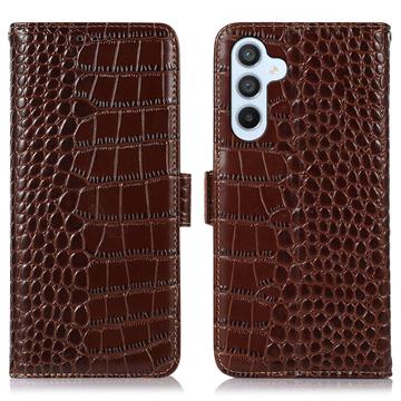 Samsung Galaxy S23 FE Crocodile Series Lommebok-deksel i Lær med RFID Brun