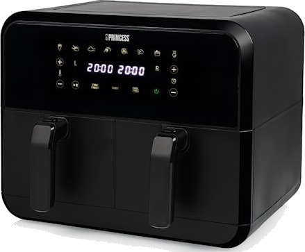 Princess 2400W Dobbelt Kurv Airfryer 8L XXL med Auto-off Svart