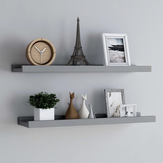 vidaXL Flytende vegghyller 2 stk gr? 80x9x3 cm MDF