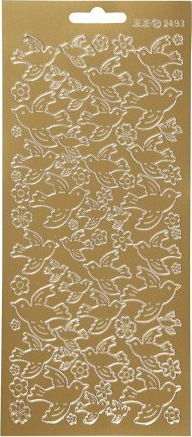 Diverse Klistremerker Duer Ark 10X23 Cm Gull 1 Ark