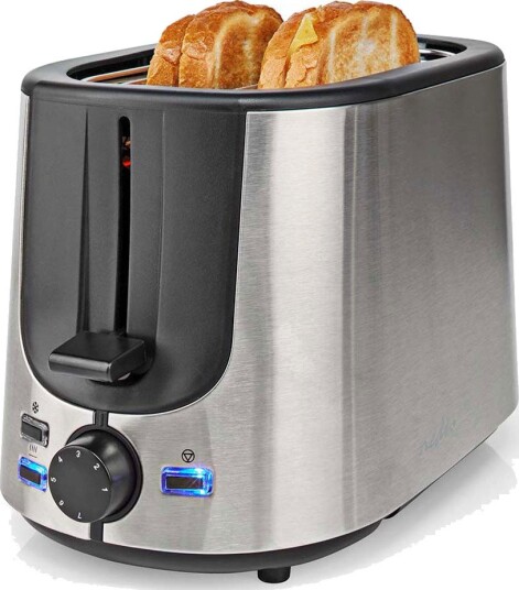 Nedis Brødrister 2 skiver 1000W Rustfritt stål