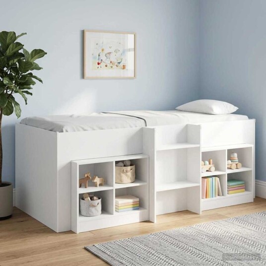  Barnas Høye Sengramme 2 pcs Hvit 90 x 200 cm Konstruert tre