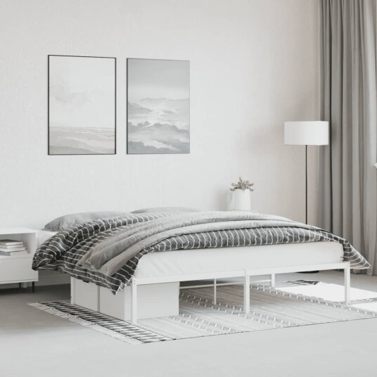 vidaXL Sengeramme i metall hvit 183x213 cm 8721012304819