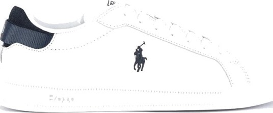 Ralph Lauren Heritage Court Iii Leather Trainer - White/navy 47
