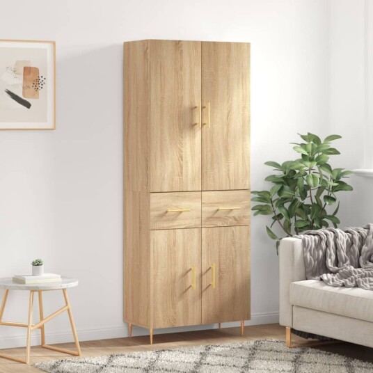 vidaXL Highboard sonoma eik 69,5x34x180 cm konstruert tre 8720845475628