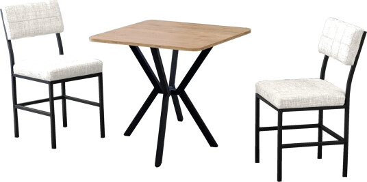 Stedum spisegruppe bord 70 cm + 2 stoler - Krem Valnøtt