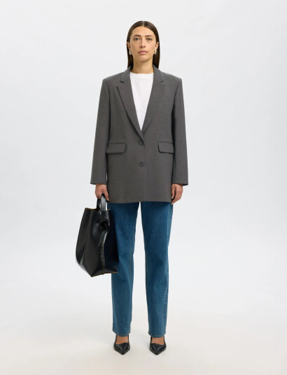Selected Slfrita Ls Relaxed Blazer Dgm Noos - Grey - 34 Selected Slfrita Ls Relaxed Blazer Dgm Noos - Grey - 34