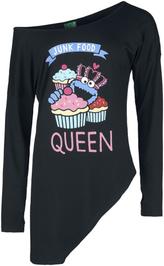 Sesam Stasjon Langermet skjorte Junk Food Queen S til XL Damer svart