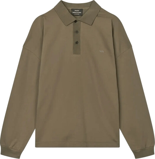 Mads Nørgaard Light Terry Polo Sweat Khaki green S Mads Nørgaard Light Terry Polo Sweat Khaki green S
