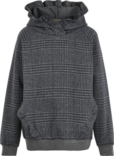 Creamie Hettegenser Sjekker Mid Grey Melange Creamie 4 år 104 Hettegenser Grå