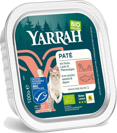 Yarrah Økologisk Paté Våtfôr Laks med Tang 48x100g