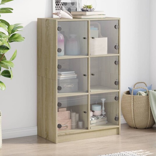 Highboard med dører sonoma eik 68x37x109 cm konstruert tre