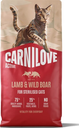 Carnilove tørrfôr Adult Active Sterilised med & villsvin lam 2 x 6 kg