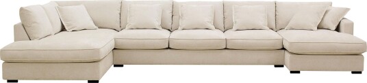Rossita Lyx 6 seters høyrevendt U formet ekstra dyp sofa med divan og sjeselong i chenille Beige