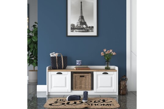 Caraway Skobenk 120x45 cm Hvit/Brun Hanah Home Caraway Skobenk 120x45 cm Hvit/Brun Hanah Home