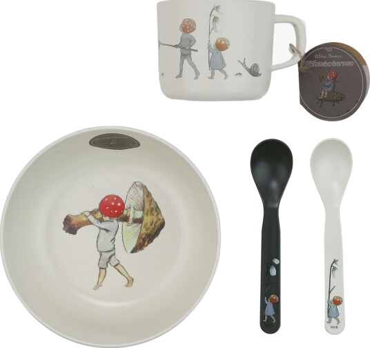 Elsa Beskow Julenissens barn Matsett 3 Deler, Beige