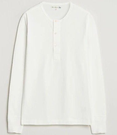 Merz b. Schwanen Classic Fit Sturdy Organic Cotton Henley White