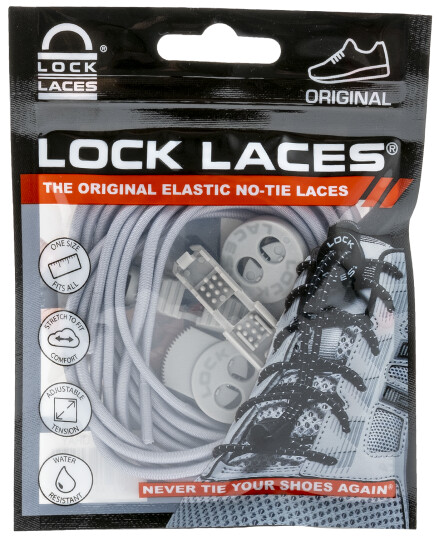 Lock Laces No Tie Shoelaces Solid Grey 120cm, Solid Grey Lock Laces No Tie Shoelaces Solid Grey 120cm, Solid Grey