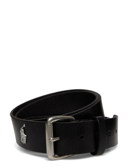 Polo Ralph Lauren Tumbled Leather Belt   Black   38
