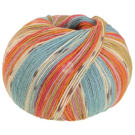 Lana Grossa Meilenweit 100 SETA Giappone Garn 3381 Mint Turkis/Ecru/Mustard/Raspberry/Sour/Lavender