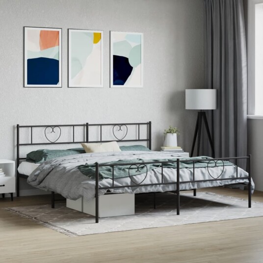  Sengeramme i metall uten madrass med fotgavl svart 180x200 cm