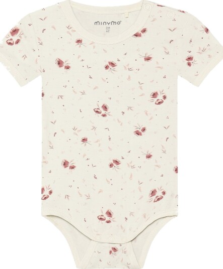 Minymo Body k/e   Viskose   Peach Pisk m. Blomster   Minymo   50   Kortermet body   Beige