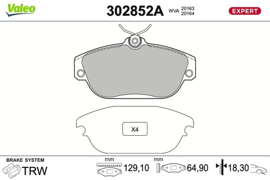 VALEO 302852A Bremseklosser