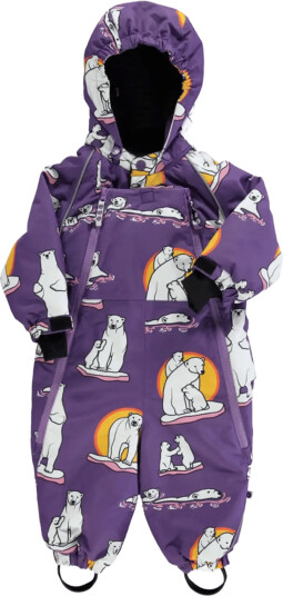 Småfolk Snowsuit For Toddlers With Polar Bears Purple 98 104