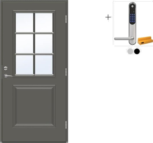 Ytterdør Swedoor Advance-Line Classic Smetana med Yale Doorman Classic Home