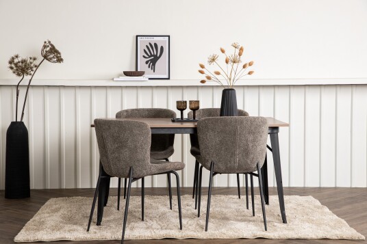 Venture Home Tempe Matgruppe 140 cm Rektangulær med 4 Modesto stoler Mørk grå Venture Home Tempe Matgruppe 140 cm Rektangulær med 4 Modesto stoler Mørk grå