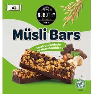 Nordthy Müsli Bar hasselnøtter og mørk sjokolade – 150 g