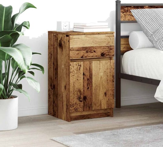  Nattbord 2 stk gammelt tre 39x35x65 cm konstruert tre