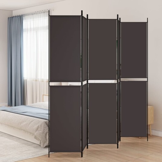 vidaXL Romdeler 5 paneler brun 250x220 cm stoff