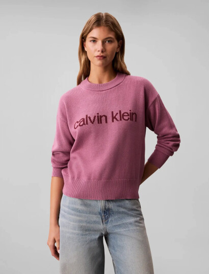Calvin Klein Jeans Cotton Graphic Pullover - Pink - M