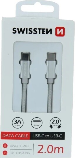 Usb-Kabel Swissten Usb-C Usb-C 2 M Sølv 891268273