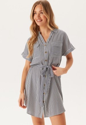 VERO MODA Vmbumpy Ss Short Shirt Dress India Ink Stripes:snow White XS