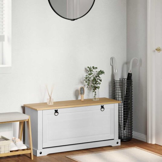 vidaXL Sko Skap med hylle Corona Hvit 99 x 32 x 49 cm Massiv furu vidaXL Sko Skap med hylle Corona Hvit 99 x 32 x 49 cm Massiv furu