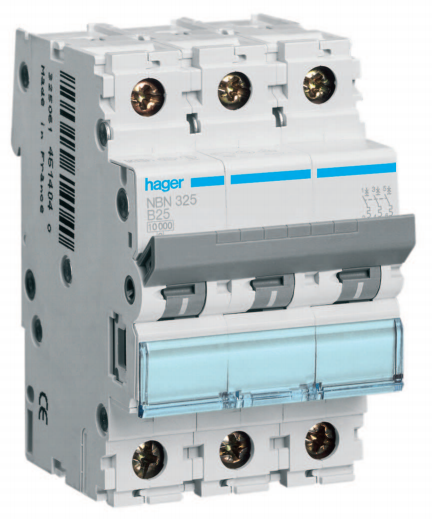 Hager MCN332 Miniatyrbryter 3 polet 6 kA C karakteristikk 32A Stikkontakter & kabler
