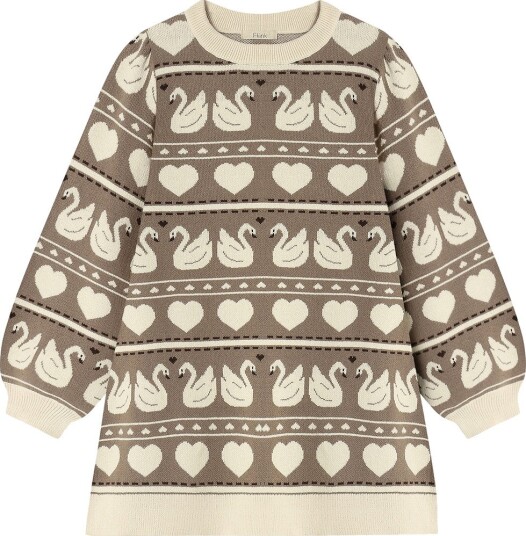 Fliink Kjole - Strikk - Lovely - Sandskall Multi - Fliink - 1-1½ år (80-86) - Kjole Beige Brun
