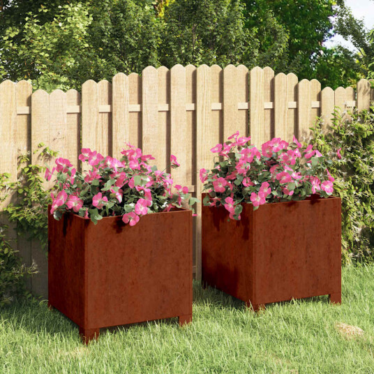 vidaXL Plantekasser med ben 2 stk rust 32x30x33 cm cortenstål