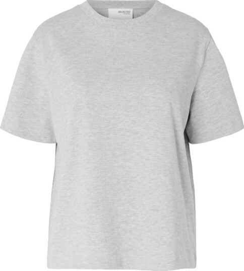 Selected FEMME Topp slfEssential SS Boxy Tee Grå