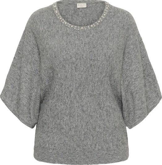 KAFFE Curve Kortermet genser KCbettie Wing SL Pullover Grå KAFFE Curve Kortermet genser KCbettie Wing SL Pullover Grå
