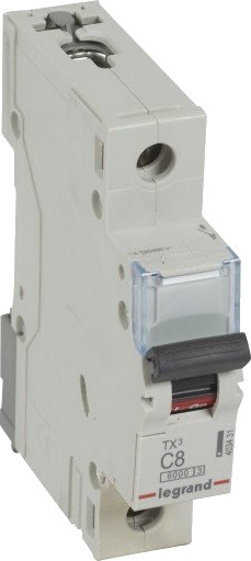 Legrand 10 stk TX³ MCB automatsikring C8 1P 1M 6/6kA