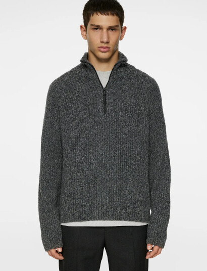 J. Lindeberg Victor Zip Wool Sweater - Grey - L J. Lindeberg Victor Zip Wool Sweater - Grey - L